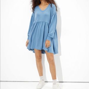 American Eagle oversized dusty blue babydoll dress